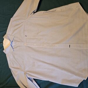 Nautica Blue Checkered Casual Button Down Shirt